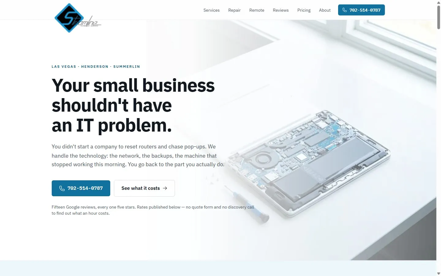 The Streamline Technology Services website